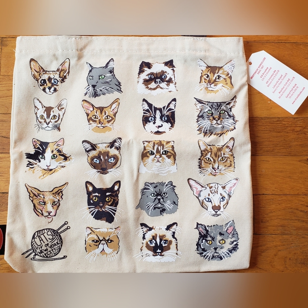 Cats of New York Strand Bookstore Tote NYC New with Tags Meow Cat Lovers Kitten